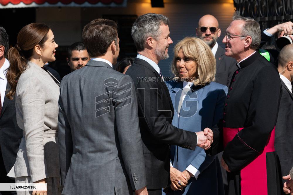 Danish Royal Couple Visits Notre Dame Cathedral - Paris