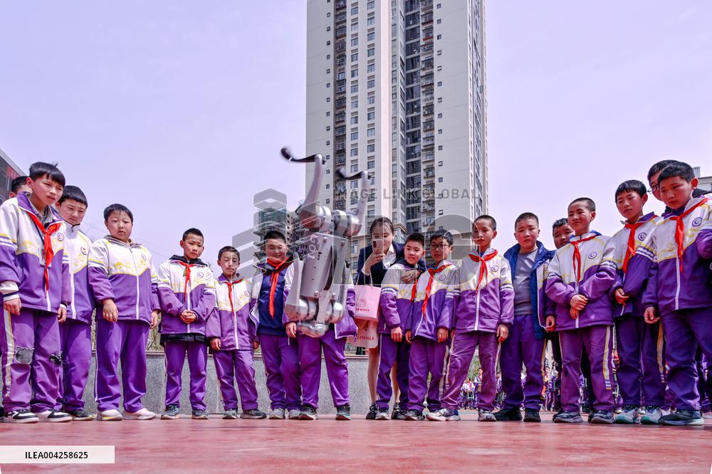 Robot Dog Performance at School in Bazhong