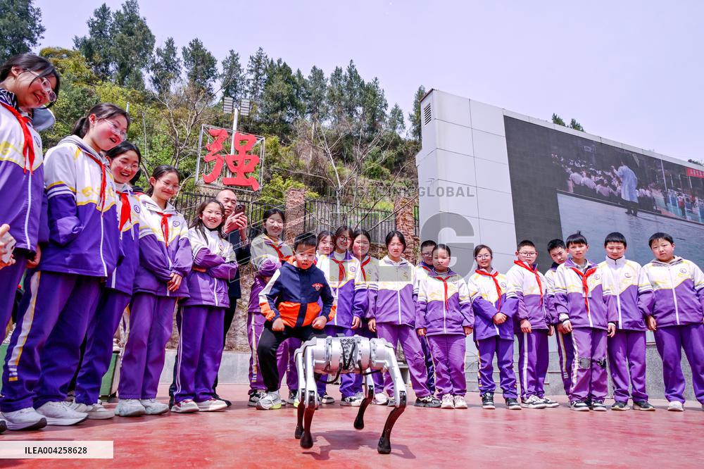 Robot Dog Performance at School in Bazhong