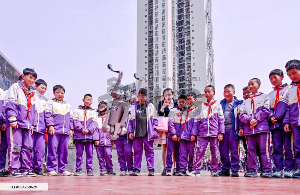 Robot Dog Performance at School in Bazhong