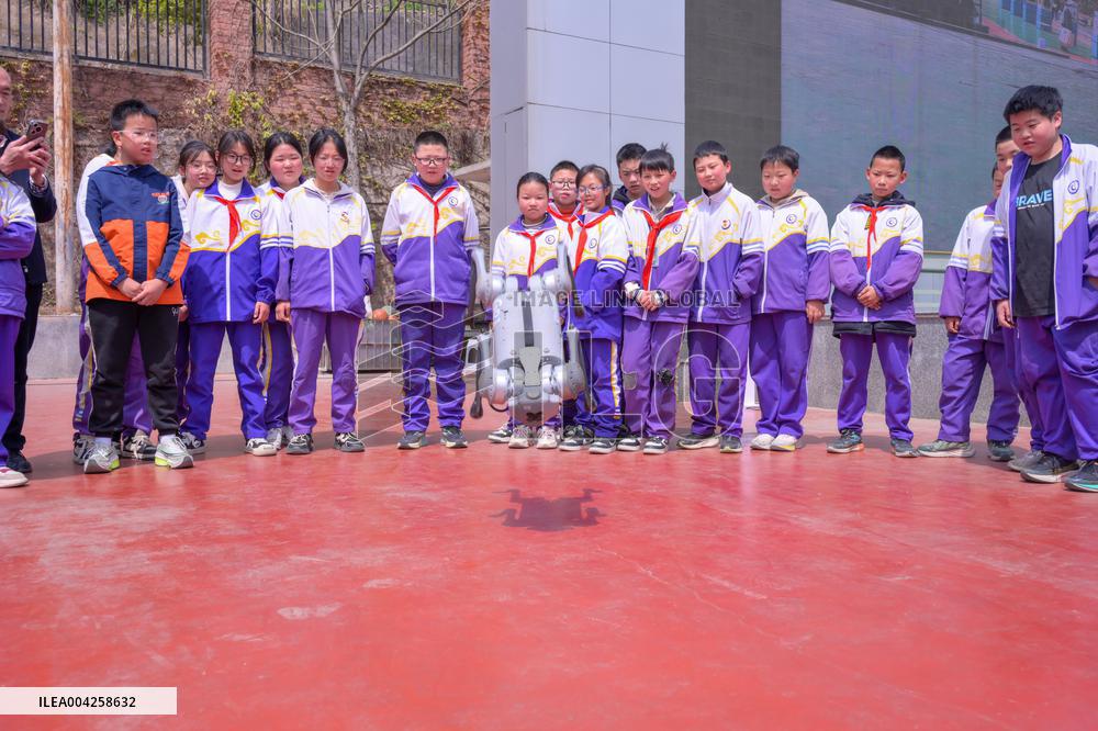 Robot Dog Performance at School in Bazhong