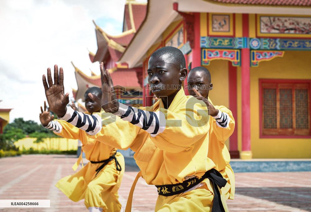 Shaolin Disciples Practice Kung Fu - Zambia
