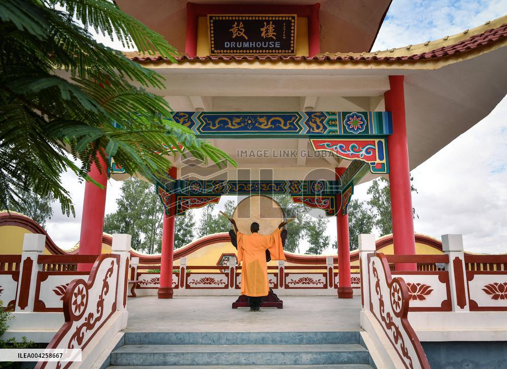 Shaolin Disciples Practice Kung Fu - Zambia
