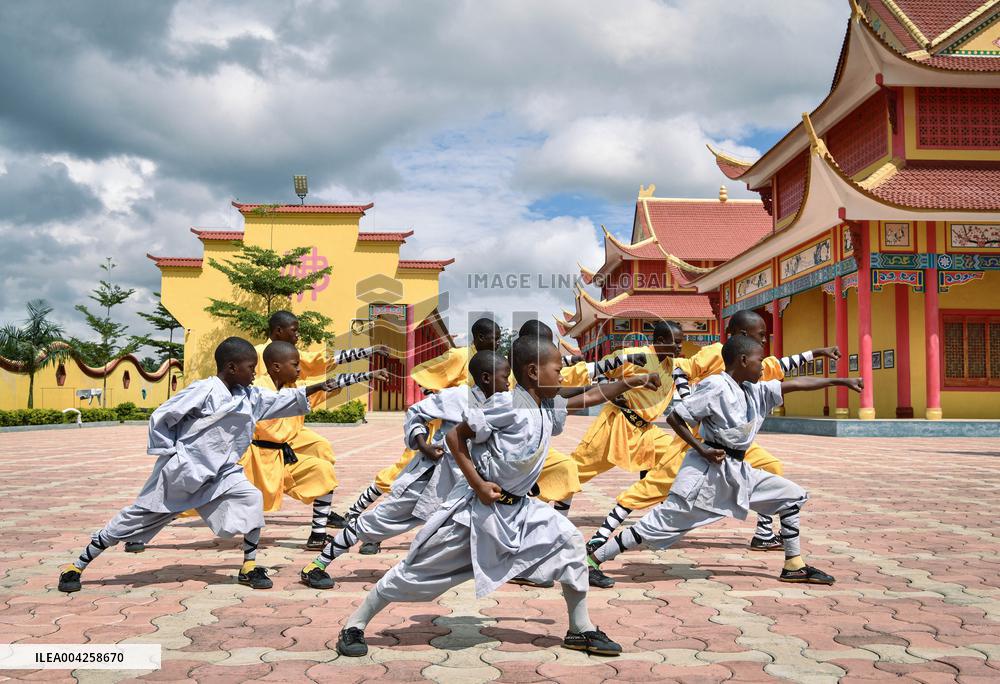 Shaolin Disciples Practice Kung Fu - Zambia