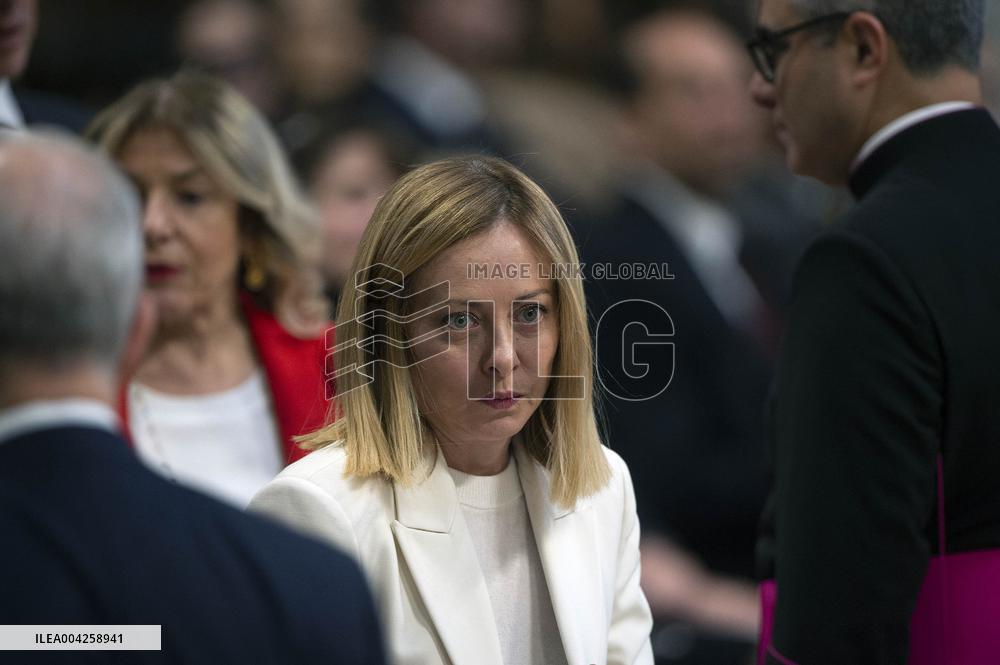 Italian PM Giorgia Meloni Attends A Mass For Late Pope John Paul II - Vatican