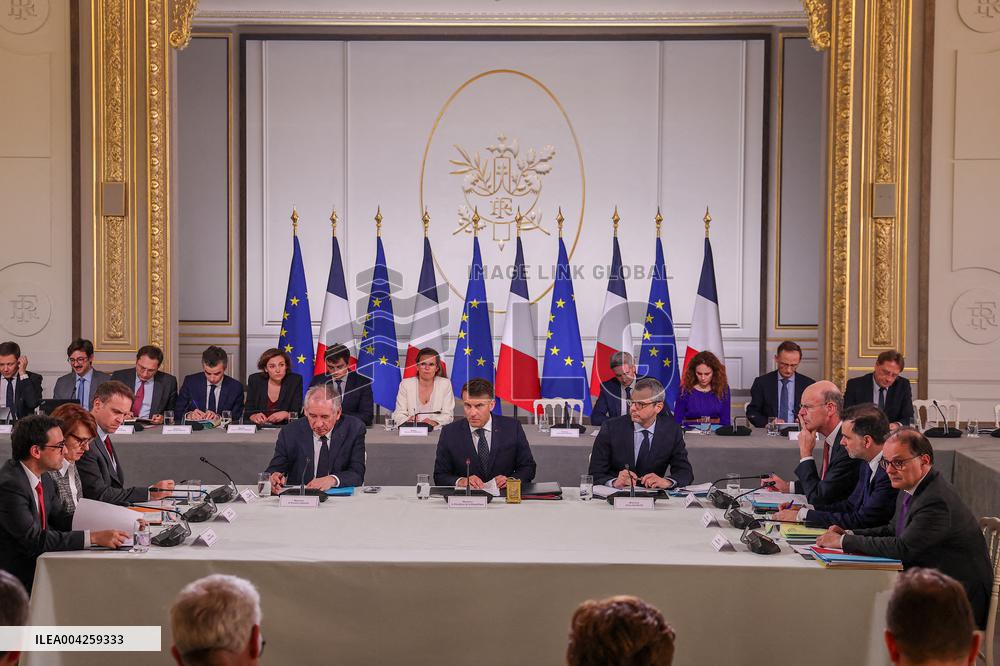 President Meets Representatives Of Industries Affected By The US Tariff Announcement - Paris