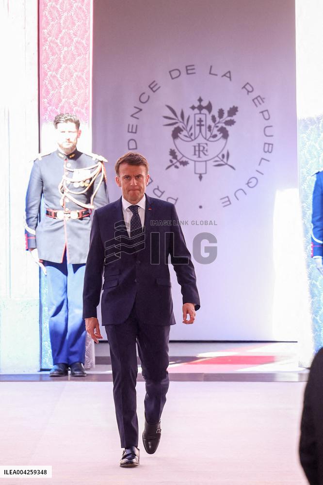 President Meets Representatives Of Industries Affected By The US Tariff Announcement - Paris