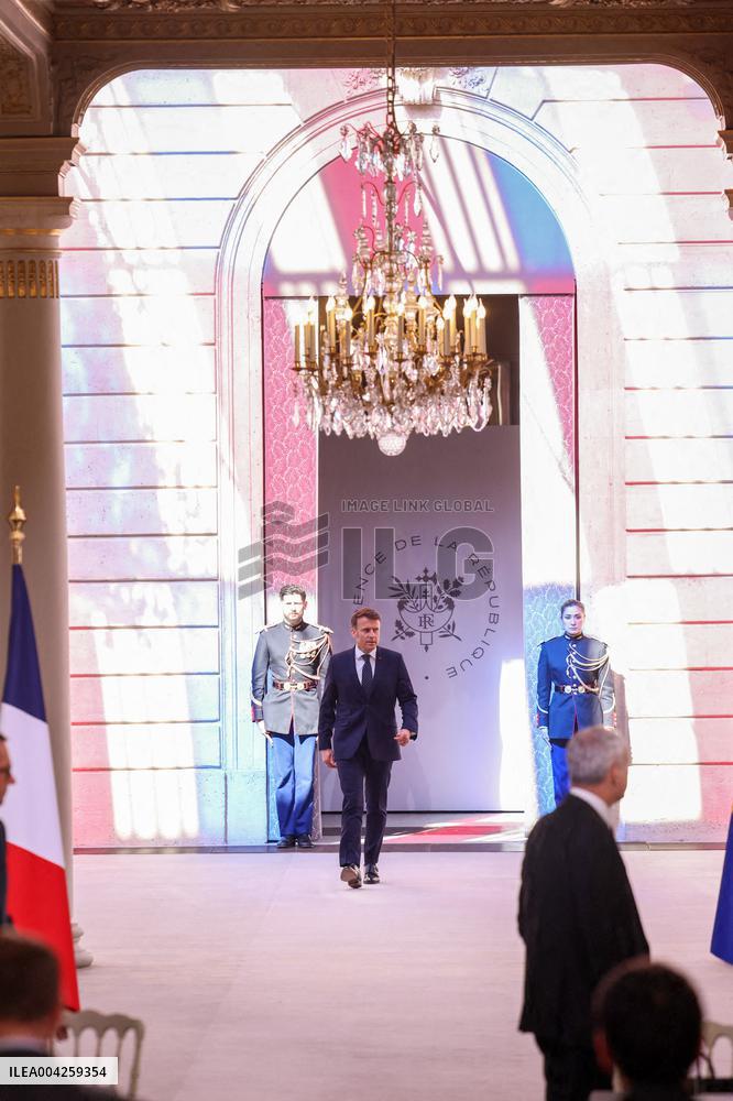 President Meets Representatives Of Industries Affected By The US Tariff Announcement - Paris