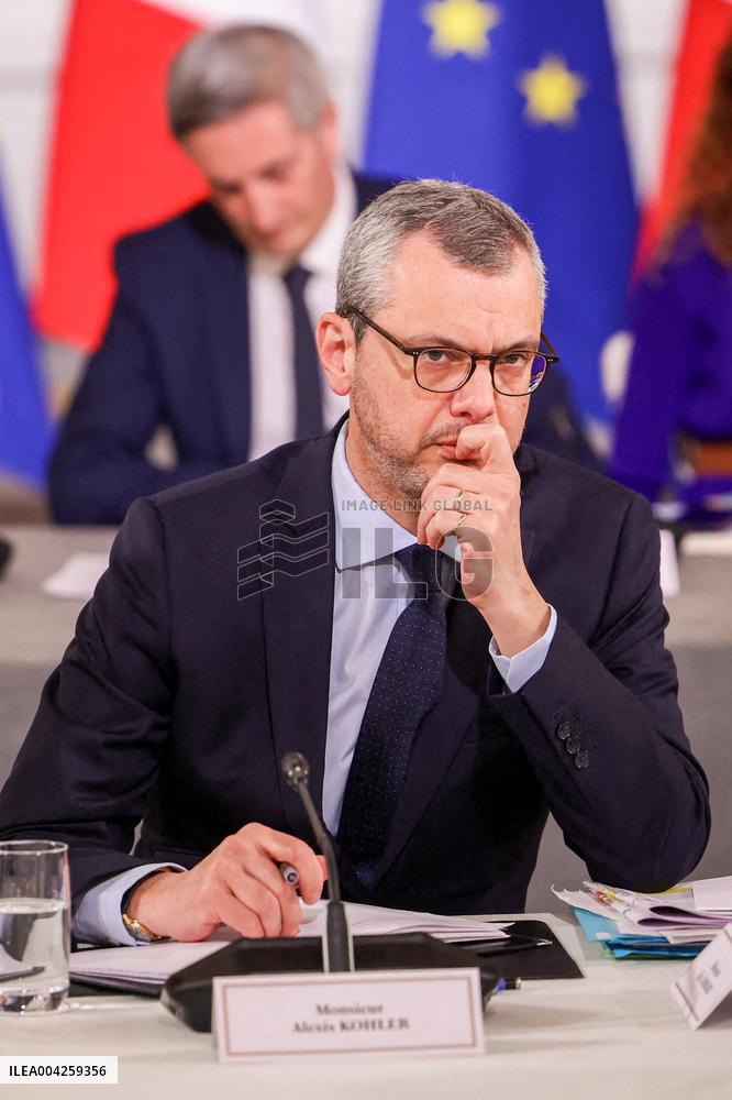 President Meets Representatives Of Industries Affected By The US Tariff Announcement - Paris