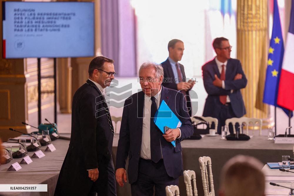 President Meets Representatives Of Industries Affected By The US Tariff Announcement - Paris