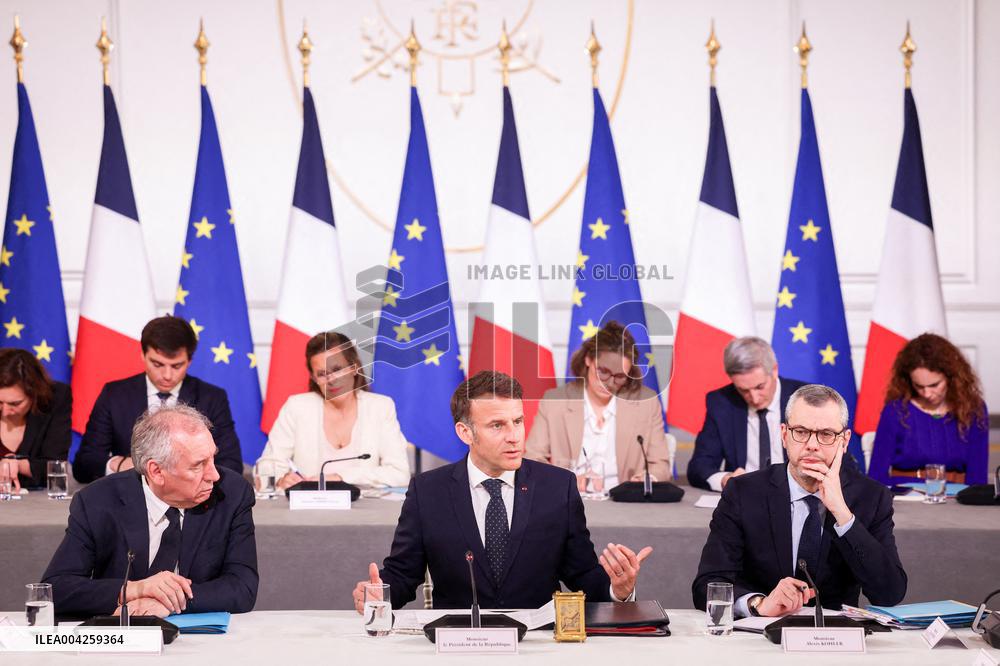 President Meets Representatives Of Industries Affected By The US Tariff Announcement - Paris