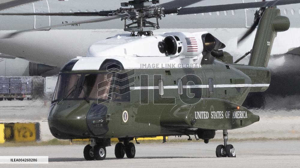 President Trump Upon Arrival On Air Force One - Miami