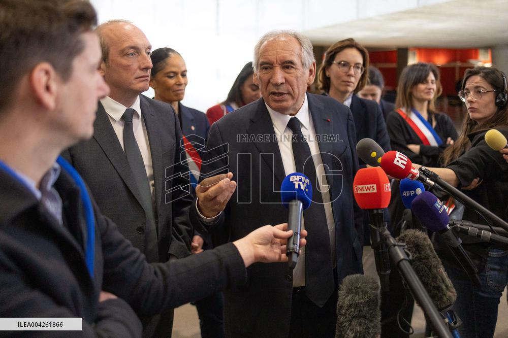 Francois Bayrou visits the Hauts-de-Seine Departmental Administrative Centre - Nanterre
