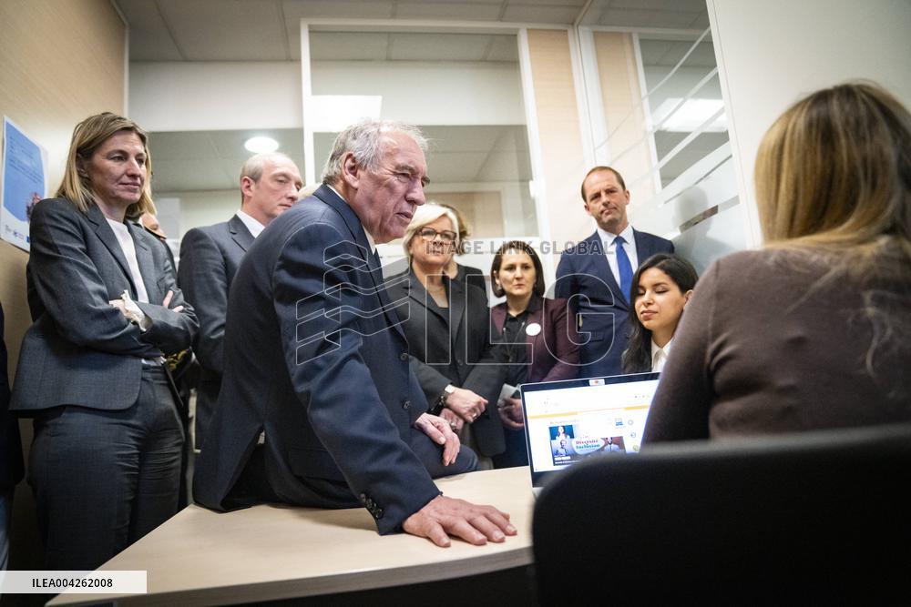 Francois Bayrou travels to Nanterre - Paris