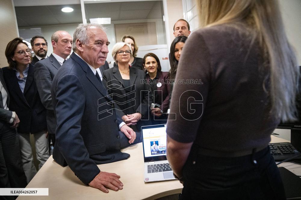 Francois Bayrou travels to Nanterre - Paris