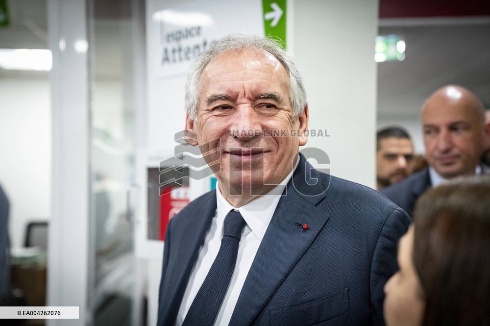 Francois Bayrou travels to Nanterre - Paris