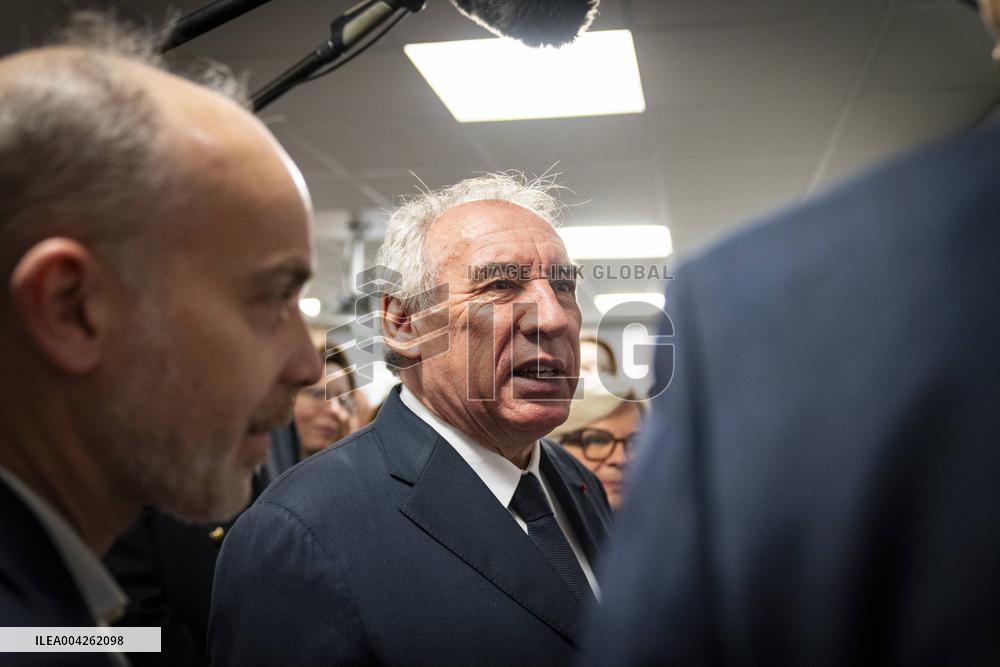 Francois Bayrou travels to Nanterre - Paris