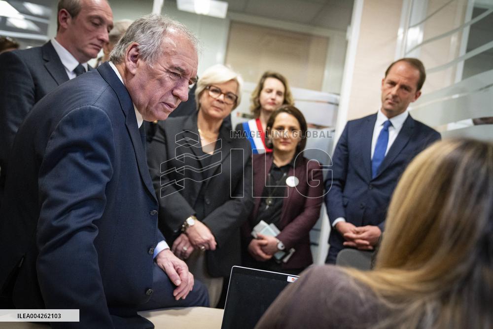 Francois Bayrou travels to Nanterre - Paris