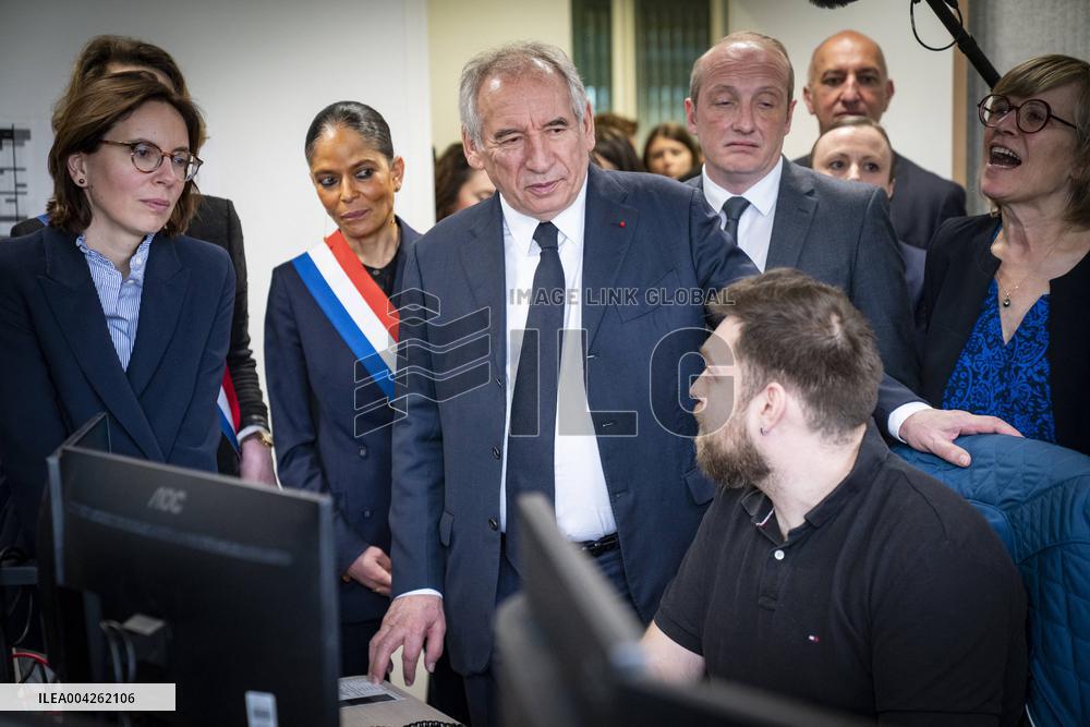 Francois Bayrou travels to Nanterre - Paris