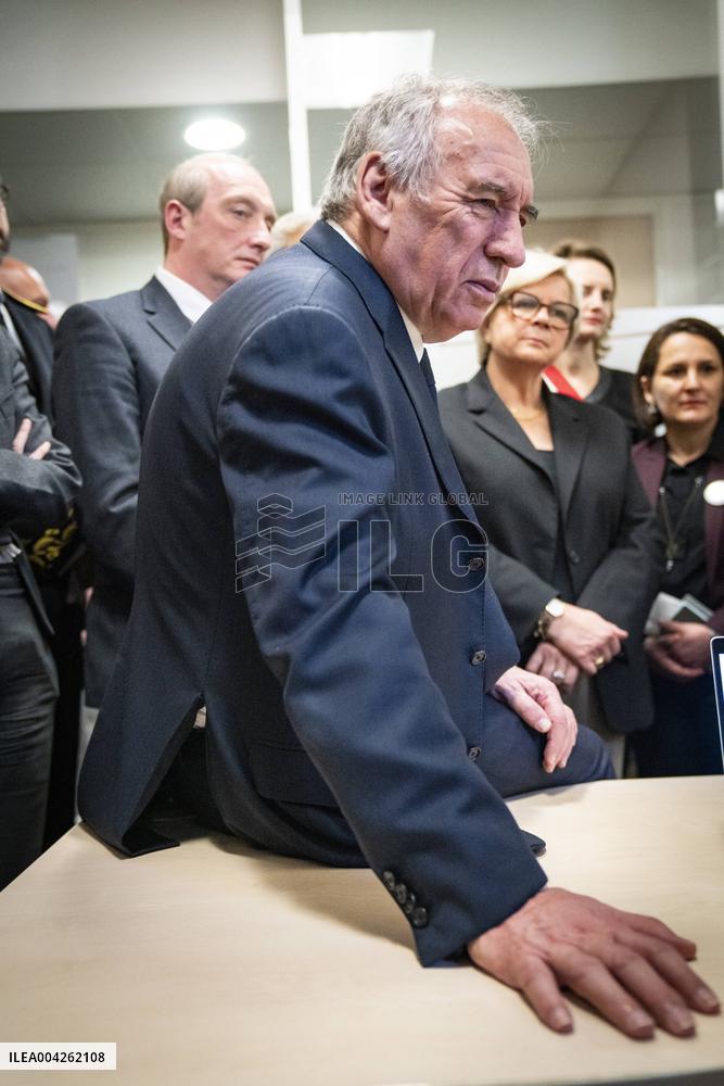 Francois Bayrou travels to Nanterre - Paris