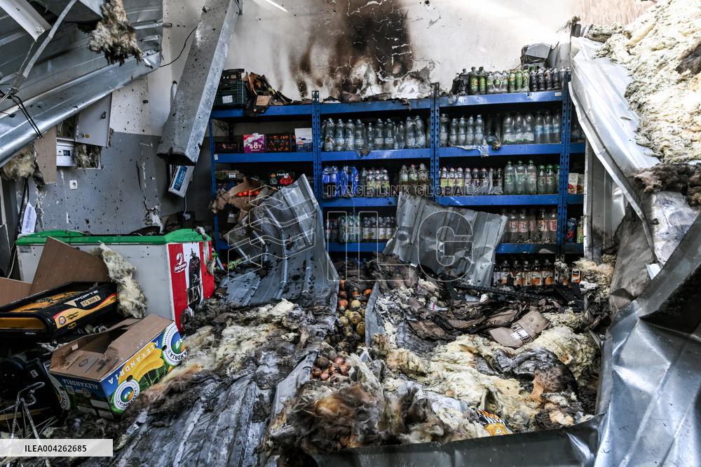 Consequences of Russian drone attack in Kushuhum