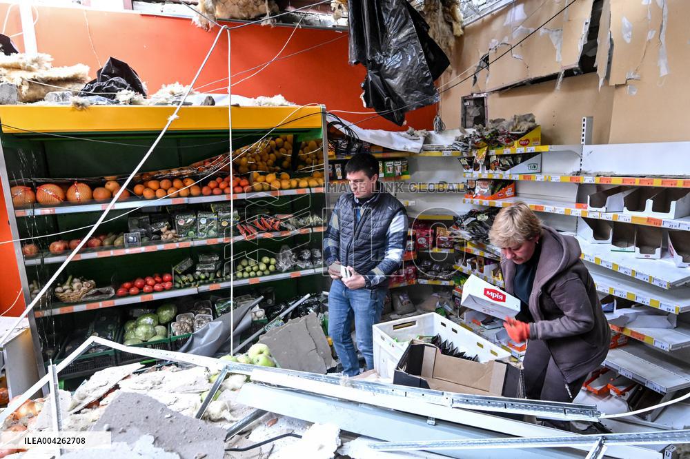 Consequences of Russian drone attack in Kushuhum