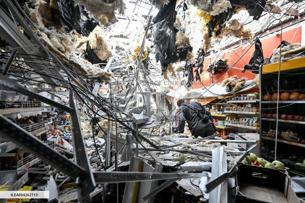 Consequences of Russian drone attack in Kushuhum