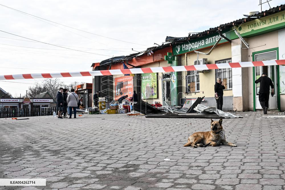 Consequences of Russian drone attack in Kushuhum