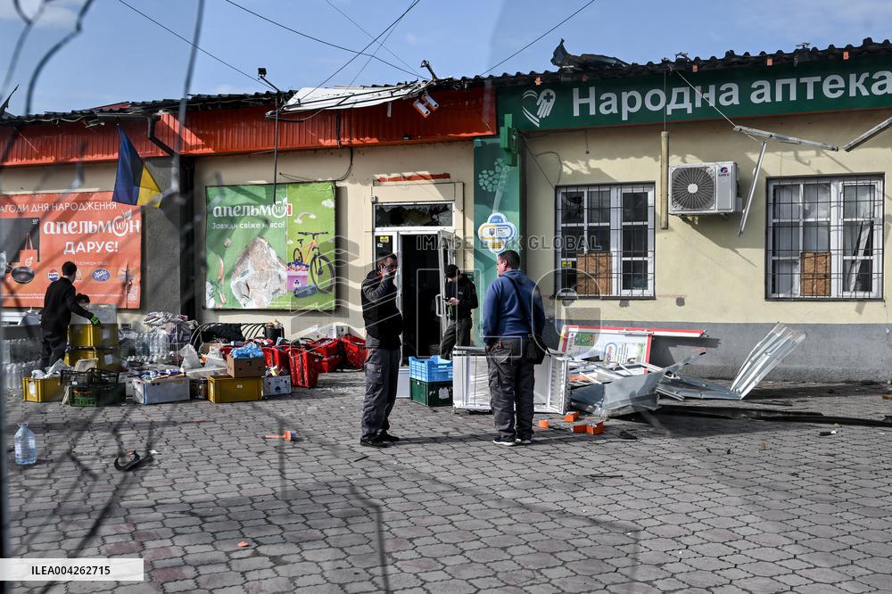 Consequences of Russian drone attack in Kushuhum