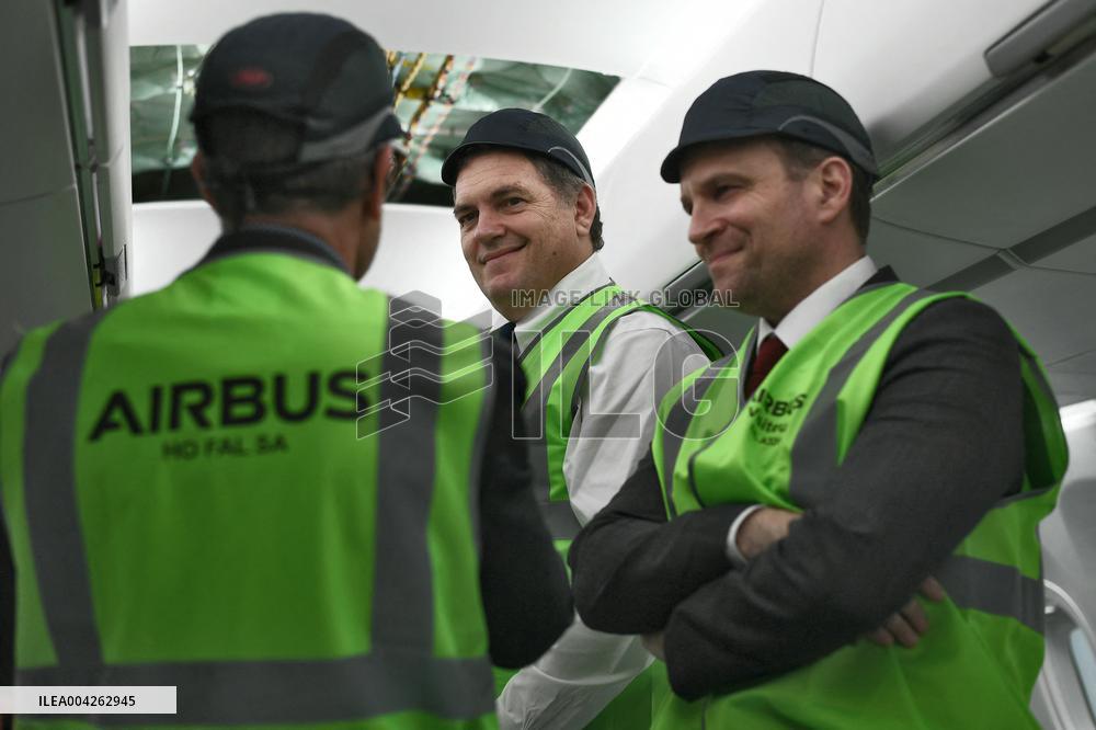 Marc Ferracci And Philippe Tabarot Visit Airbus Site - France
