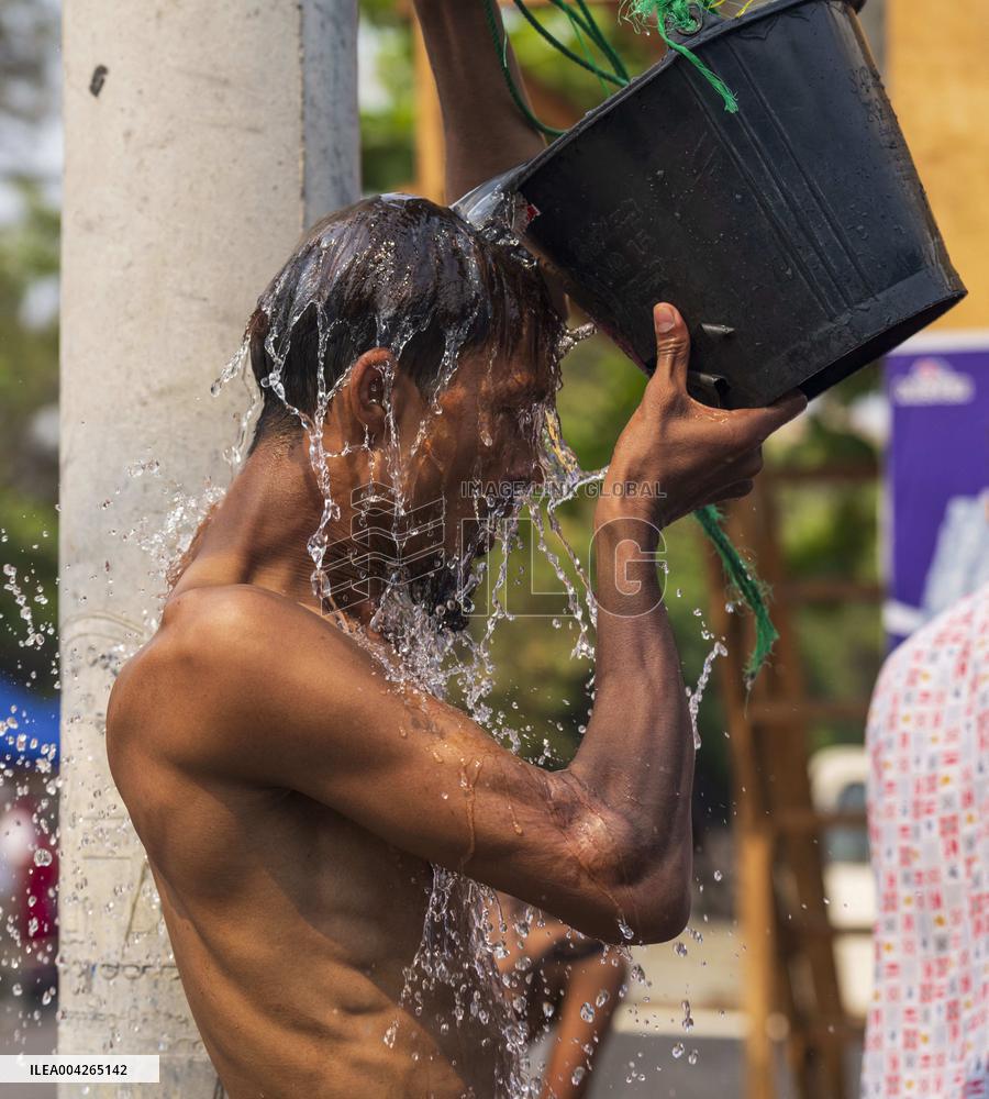 Situation of quake-affected people at a shelter in Mandalay