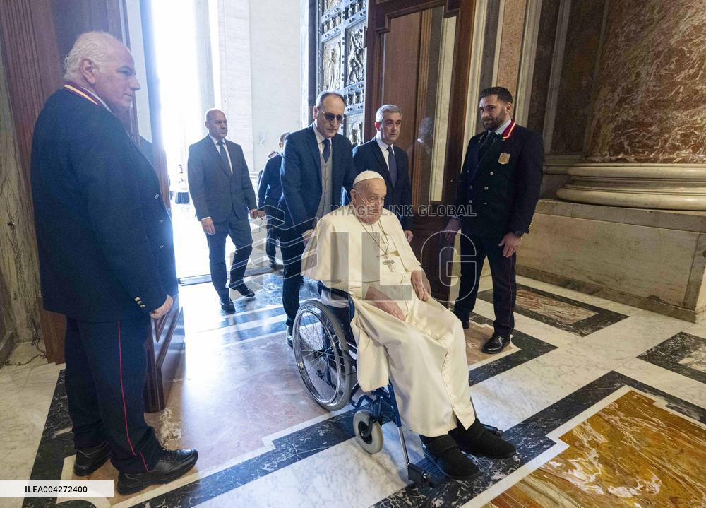 Pope Francis Surprise Appearance in St Peter's Square - Vatican