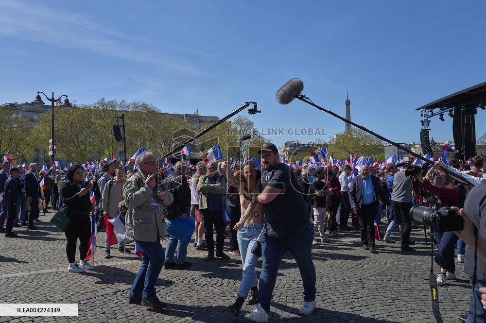 Femen Protest During The Marine Lepen Rally - Paris