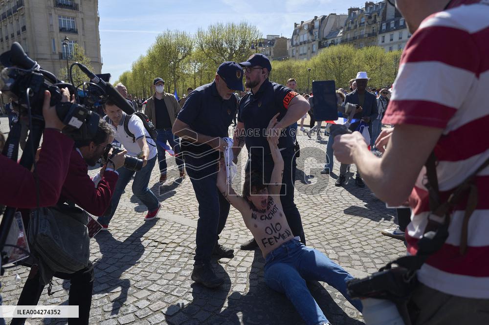 Femen Protest During The Marine Lepen Rally - Paris