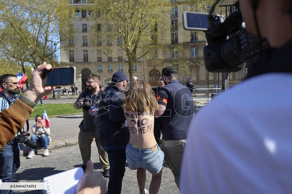 Femen Protest During The Marine Lepen Rally - Paris