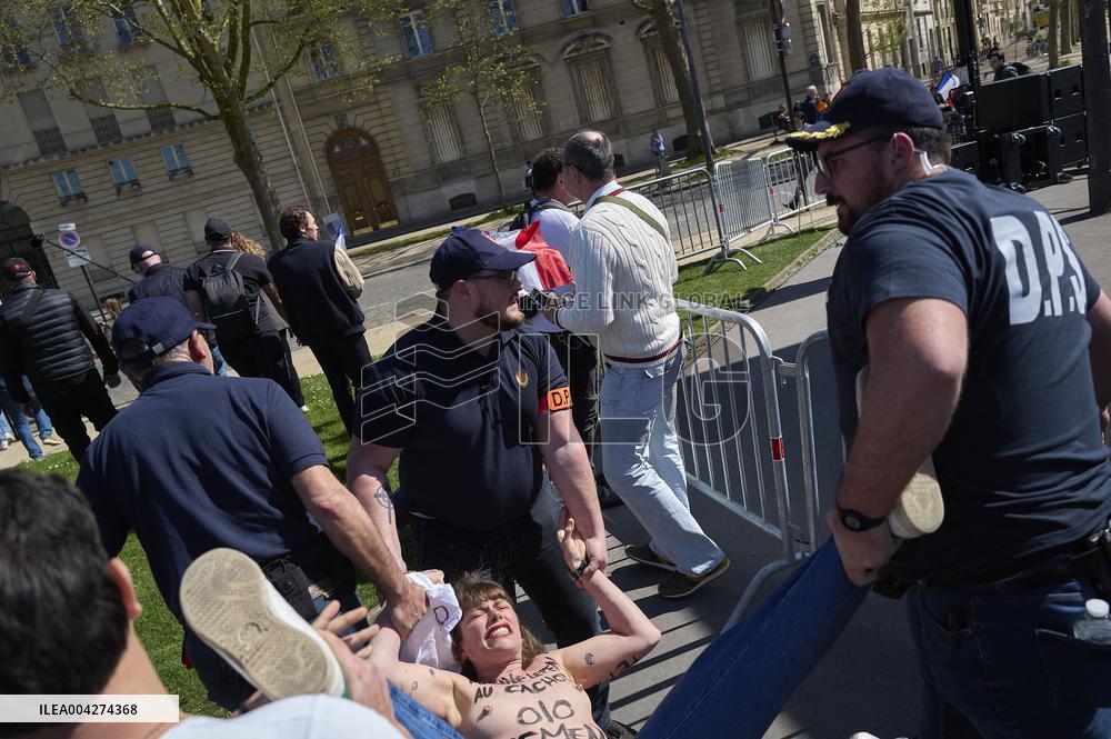 Femen Protest During The Marine Lepen Rally - Paris
