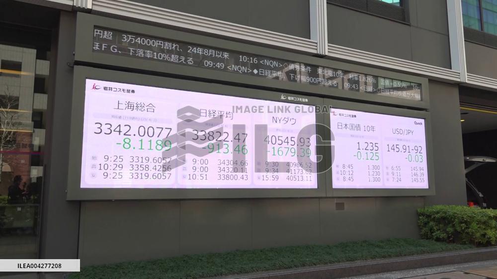 [Breaking News]Tokyo stocks tumble