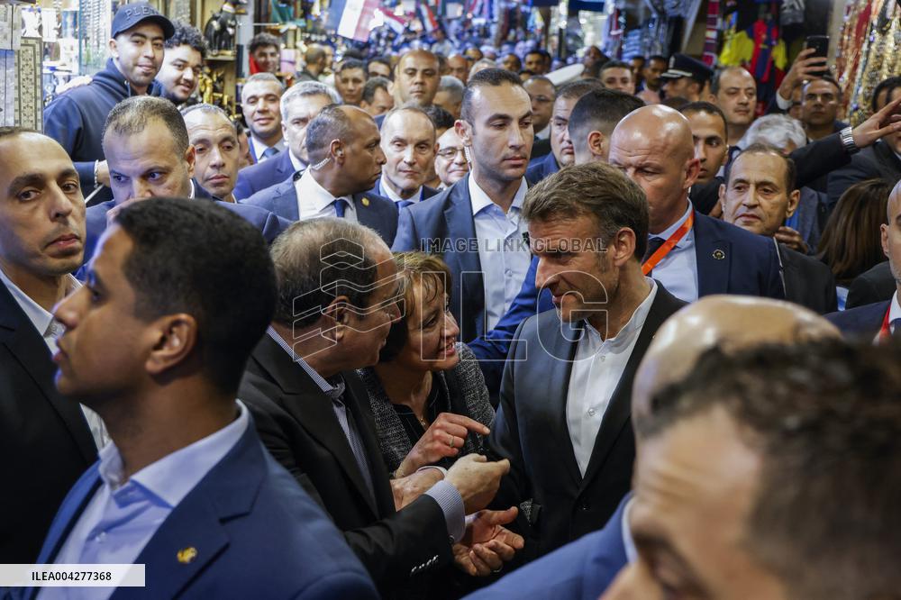 Presidents Sisi And Macron Greet Crowds - Cairo