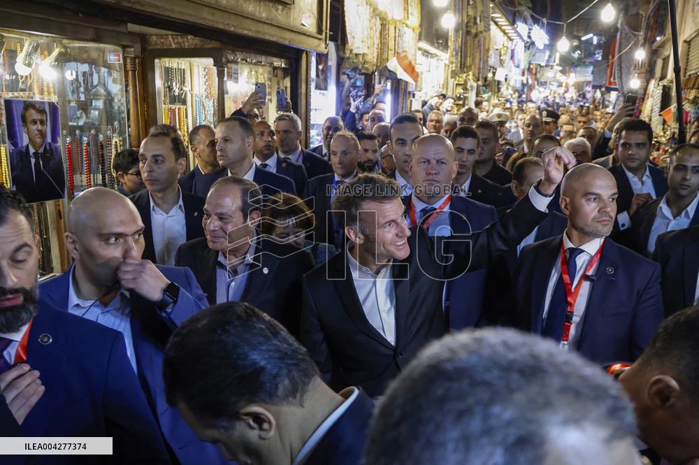 Presidents Sisi And Macron Greet Crowds - Cairo
