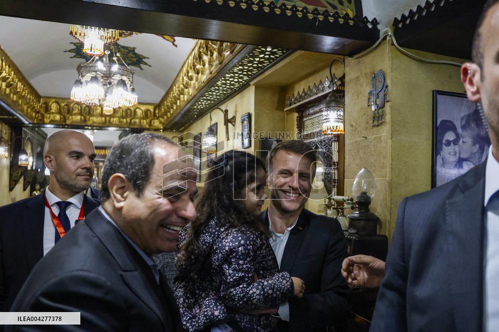 Presidents Sisi And Macron Greet Crowds - Cairo