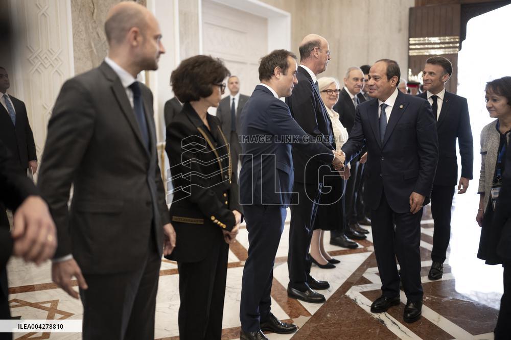 French Ministers Before Presidents Sisi And Macron Meeting - Cairo