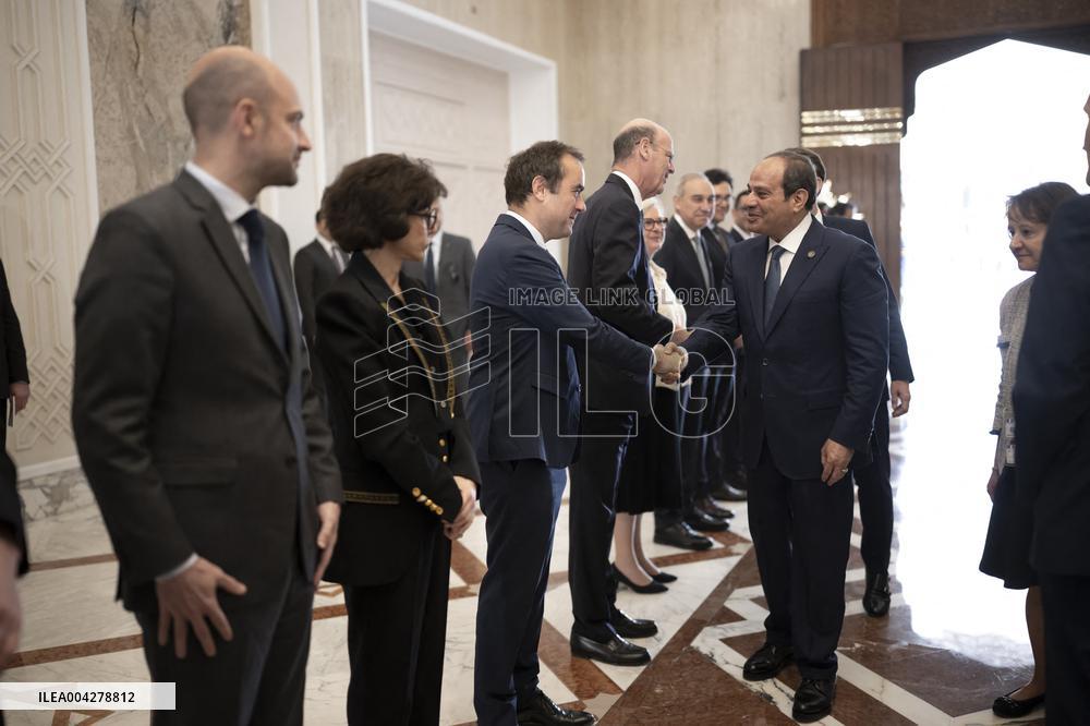 French Ministers Before Presidents Sisi And Macron Meeting - Cairo