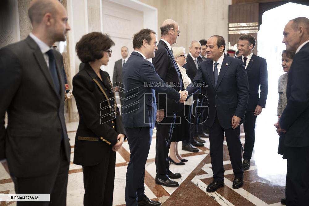 French Ministers Before Presidents Sisi And Macron Meeting - Cairo