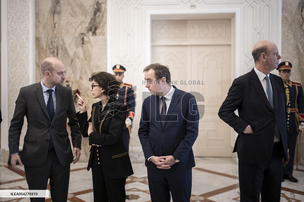 French Ministers Before Presidents Sisi And Macron Meeting - Cairo