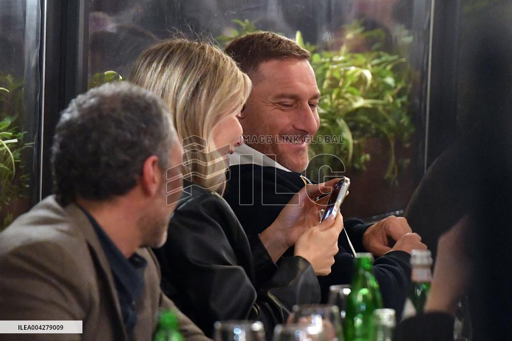 Francesco Totti Dines with Noemi and Cristian in Rome - Italy