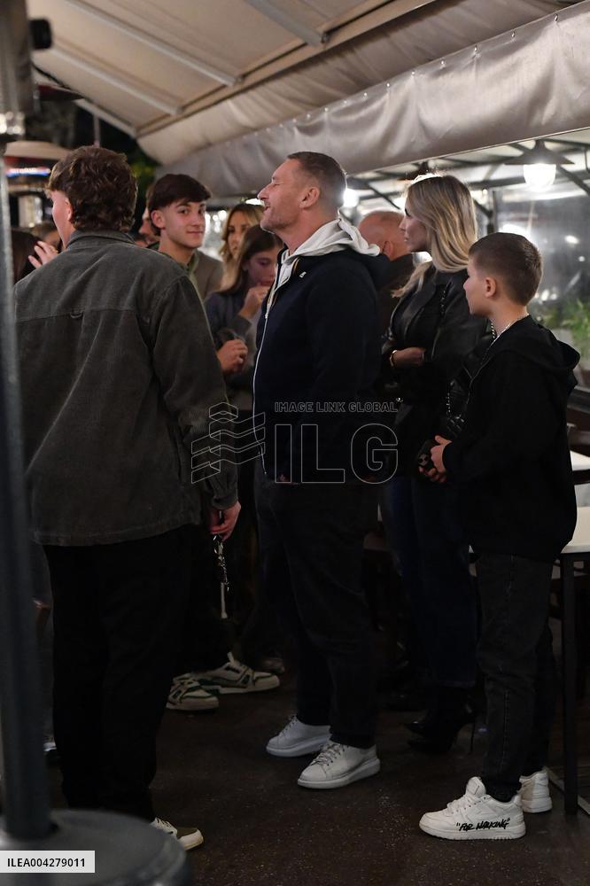 Francesco Totti Dines with Noemi and Cristian in Rome - Italy