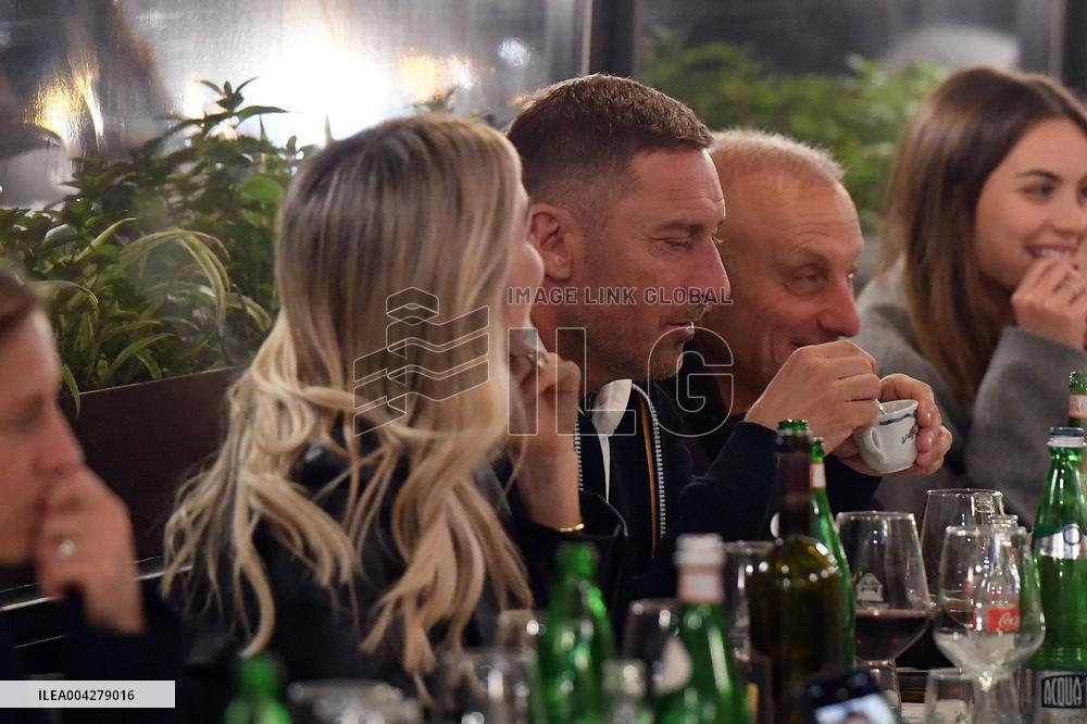 Francesco Totti Dines with Noemi and Cristian in Rome - Italy