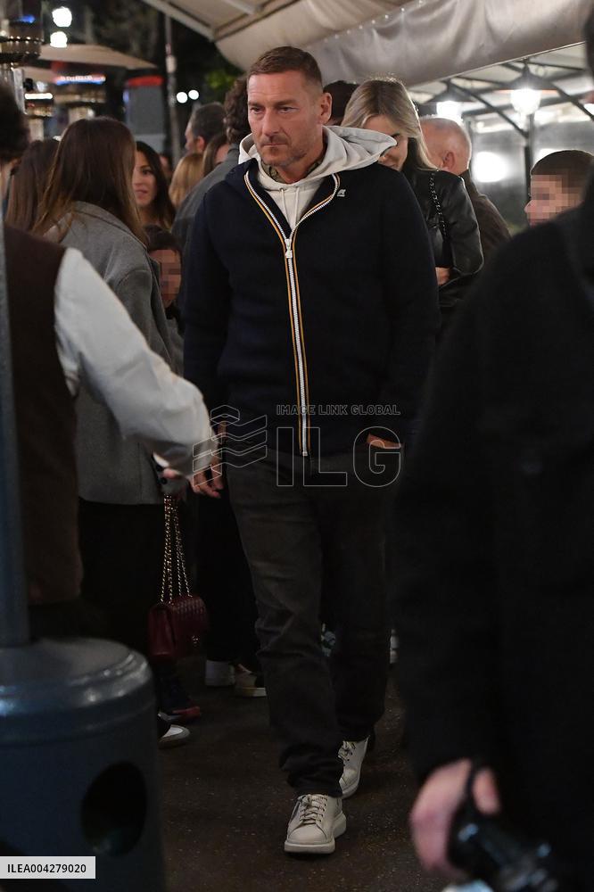 Francesco Totti Dines with Noemi and Cristian in Rome - Italy