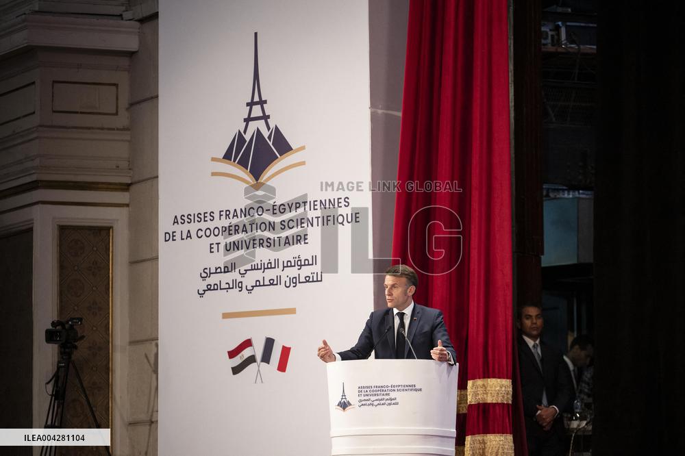 President Macron Visits Cairo University - Egypt