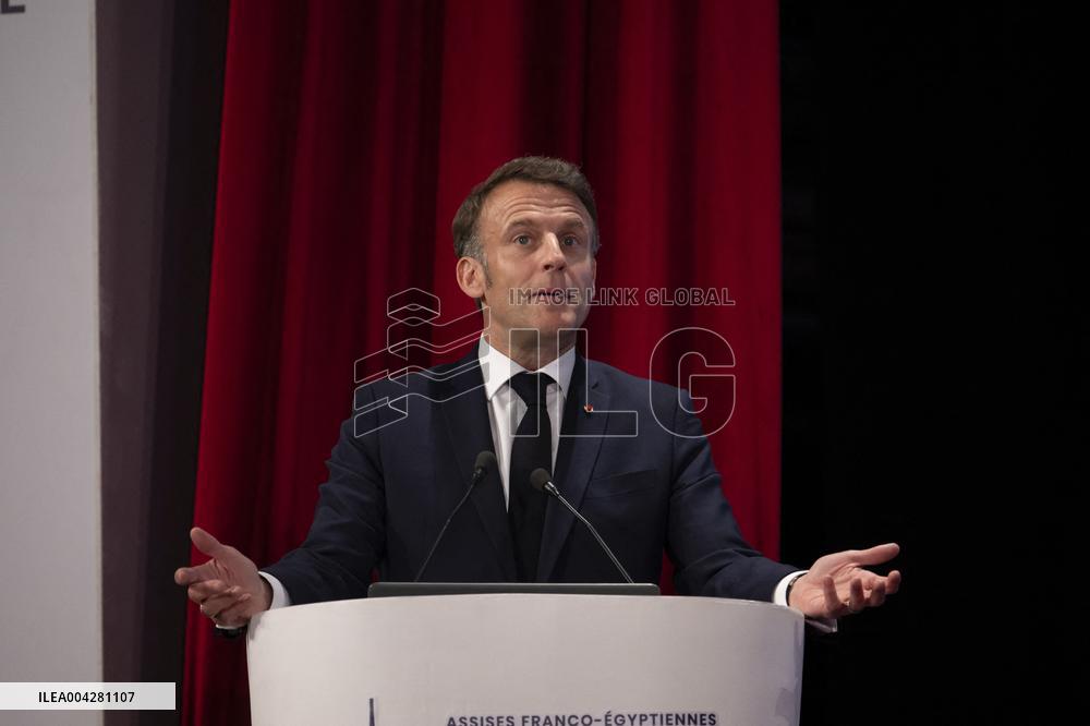 President Macron Visits Cairo University - Egypt